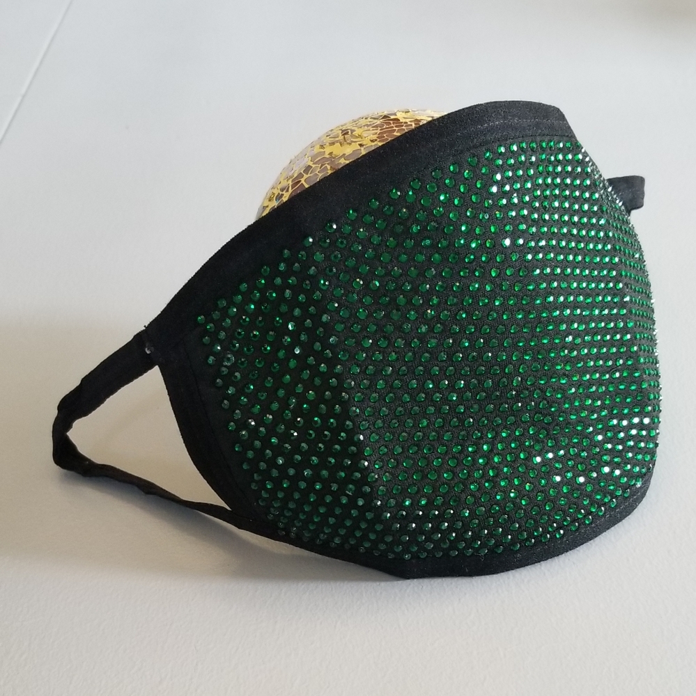 Green Rhinestone Face Cover